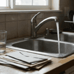 Kitchen sink and drinking water glass illustrating household water concerns and lead rule coverage