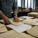 Documents and notes arranged into a timeline for a public-interest investigation